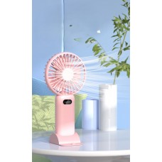 Ventilator portabil pliabil, wireless, cu 5 trepte de viteză, suport telefon, USB, baterie reîncărcabilă 1200 mAh, silențios, Roz