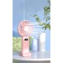 Ventilator portabil pliabil, wireless, cu 5 trepte de viteză, suport telefon, USB, baterie reîncărcabilă 1200 mAh, silențios, Roz