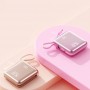 Powerbank universal 20.000 mAh cu cablu integrat, două ieșiri (Type-C și Lightning) și port unic de încărcare Type-C. Auriu