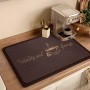 Covoraș premium pentru cafetiera cu imprimeu cafea – Design modern, 30x40 cm, Antiderapant. Maro inchis.