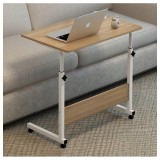 Masa laptop reglabila cu blat din  lemn, mini birou cu roti, ajustabila,  60*40 cm, Nuc
