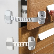 Set 2 blocatoare de siguranță flexibil pentru dulapuri și sertare – protecție pentru copii, ușor de montat, gri