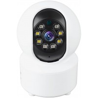 Camera de supraveghere Video CCTV,  WiFi, 128 GB, HD1080P, 2.4 G-5G, 2MP, Rotire 360°, Leduri Lumina, Senzor Miscare, Alb