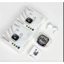 Căști wireless cu ecran tactil color și Bluetooth 5.4 – Alb, cu husă transparentă