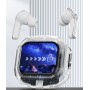Căști wireless cu ecran tactil color și Bluetooth 5.4 – Alb, cu husă transparentă