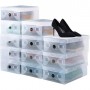 Set 12 Cutie din plastic, transparente, pentru pantofi si obiecte mici 27,5*18*9 cm
