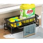 Suport de scurgere și organizator pentru chiuvetă din oțel inoxidabil – robust, versatil și elegant. Negru.