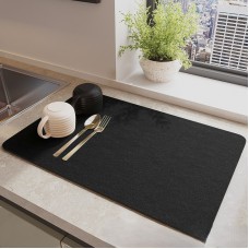 Covor de uscare pentru vase și tacâmuri, anti-alunecare, absorbant și cu uscare rapidă, 30*40 cm, Negru