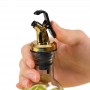Set de 4 recipiente pentru condimente cu 2 sticle ulei/otet si 2 recipiente sare/piper cu suport, 100 ml, Trasparent cu auriu.