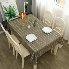 Față de masă PVC, cu model în carouri, 137x180 cm, maro inchis, hidrofugă și ușor de curățat