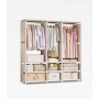 Dulap textil organizator, 3 coloane, alb, cadru metalic, 170x143x36 cm
