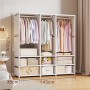 Dulap textil organizator, 3 coloane, alb, cadru metalic, 170x143x36 cm