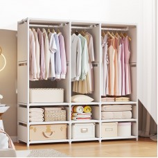 Dulap textil organizator, 3 coloane, alb, cadru metalic, 170x143x36 cm