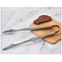 Set 3 ustensile de grătar, inox, clește + paletă + furculiță, 48 cm, mânere ergonomice, argintiu