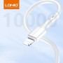 Cablu USB – Lightning LDNIO, 25 W, 1m, pentru iPhone 5–14, încărcare rapidă, alb.