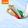 Cablu USB – Lightning LDNIO, 25 W, 1m, pentru iPhone 5–14, încărcare rapidă, alb.