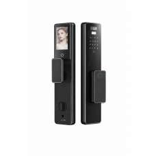 Încuietoare inteligentă Y9006 cu recunoaștere facială 3D, 4200 mAh, amprentă, PIN, card, aplicație mobilă, vizor HD, design profesional 81 mm – Negru
