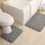 Set covorașe textura 3-D pentru baie și toaletă, 2 buc. Pietricele de mare. Gri
