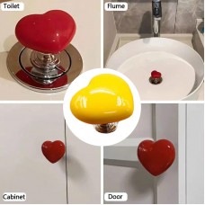 Buton in forma de inima pentru vas de toaleta, multifunctionale, galben. Set 3 buc