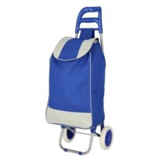 Cărucior de cumpărături pliabil cu structură metalică – 25 kg, husă textilă detașabilă și lavabilă. Albastru deschis