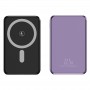 Powerbank Magnetic MagSafe 5000mAh, Încărcare Wireless 15W, USB-C PD 22.5W, Compact, Fixare Magnetică Puternică. Negru cu mov