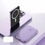 Powerbank Magnetic MagSafe 5000mAh, Încărcare Wireless 15W, USB-C PD 22.5W, Compact, Fixare Magnetică Puternică. Negru cu mov