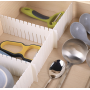 Set 8 Separatoare pentru Organizare Sertare, Ajustabile Manual, PVC, Fum Alb