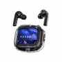 Căști wireless cu ecran tactil color și Bluetooth 5.4 – Negru, cu husă transparentă