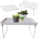 Raft Pliabil din Plastic cu Picioare Metalice, 31,5*20*16 cm. Alb