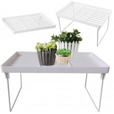 Raft Pliabil din Plastic cu Picioare Metalice, 31,5*20*16 cm. Alb