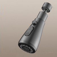 Cap de robinet rotativ 360° cu 2 moduri jet/stropi și buton de oprire apă – economisire 30–50%, cupru + ABS, instalare rapidă. Gri inchis