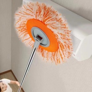 Mop de curatare reglabil, inox maner 1 m, Microfibra/chenilie, Usor de Folosit/Curatat, portocaliu