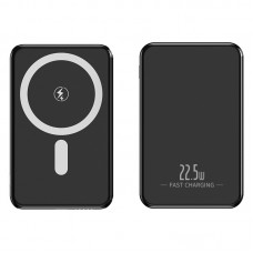Powerbank Magnetic MagSafe 5000mAh, Încărcare Wireless 15W, USB-C PD 22.5W, Compact, Fixare Magnetică Puternică. Negru