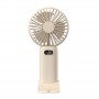 Ventilator portabil pliabil, wireless, cu 5 trepte de viteză, suport telefon, USB, baterie reîncărcabilă 1200 mAh, silențios, bej
