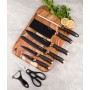 Set cutite bucatarie 9 piese din otel inoxidabil pentru feliere, taiat carne, fructe si legume, pentru dezosat si tocat, foarfece, curatator de coaja, ascutitor pentru cutite in suport rotativ, Marmură neagră