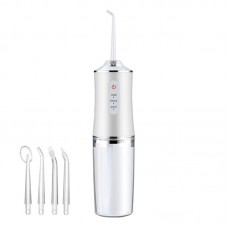Irigator Oral Electric fără Fir – 4 Duze Specializate, Duză Rotativă 360°, Alb-Transparent, Rezervor 220 ml, Curățare Profesională la Domiciliu