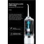 Irigator Oral Electric fără Fir – 4 Duze Specializate, Duză Rotativă 360°, Alb-Transparent, Rezervor 220 ml, Curățare Profesională la Domiciliu