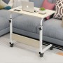 Masa laptop reglabila cu blat din  lemn, mini birou cu roti, ajustabila,  60*40 cm, Alb