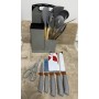 Set 19 Ustensile de Bucătărie – Silicon Alimentar, Cuțite și Organizator Inclus, Negru