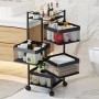 Etajeră Rotativă cu 4 compartimente pe Roți – Organizare Compactă și Elegantă