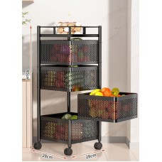 Etajeră Rotativă cu 4 compartimente pe Roți – Organizare Compactă și Elegantă