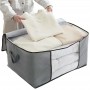 Organizator Textil pentru Depozitare, 3 Compartimente, 60x45x30 cm, cu Fermoar și Mânere, Inserții Transparente, Gri