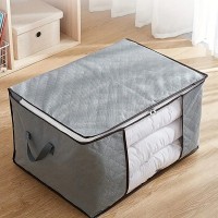 Organizator Textil pentru Depozitare, 3 Compartimente, 60x45x30 cm, cu Fermoar și Mânere, Inserții Transparente, Gri