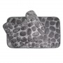 Set 2  covorașe 3-D antiderapante pentru baie și toaletă, 60x40 si 40x40– model cu textură de pietre marine, gri inchis
