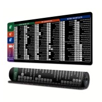 Mousepad XXL 80*30 cm pentru Birou & Gaming – Office Shortcuts (Excel, Word, PowerPoint), Antiderapant, Negru №6