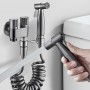 Set de duș pentru toaletă cu control dual, furtun telescopic și pulverizator presurizat – oțel inoxidabil, gri închis