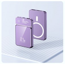 Powerbank stilat cu MagSafe – 5000 mAh, încărcare wireless 15W, design compact. Mov