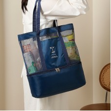 Geantă termoizolantă pentru prânz și relaxare, material impermeabil,– 37 × 42 × 15 cm, Albastru inchis.