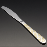 Tacamuri Set 6 buc. cutite de masa, otel inoxidabil, Maner Auriu