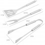 Set ustensile grătar 5 piese cu husă, inox, mânere ergonomice, pentru BBQ și picnic, argintiu